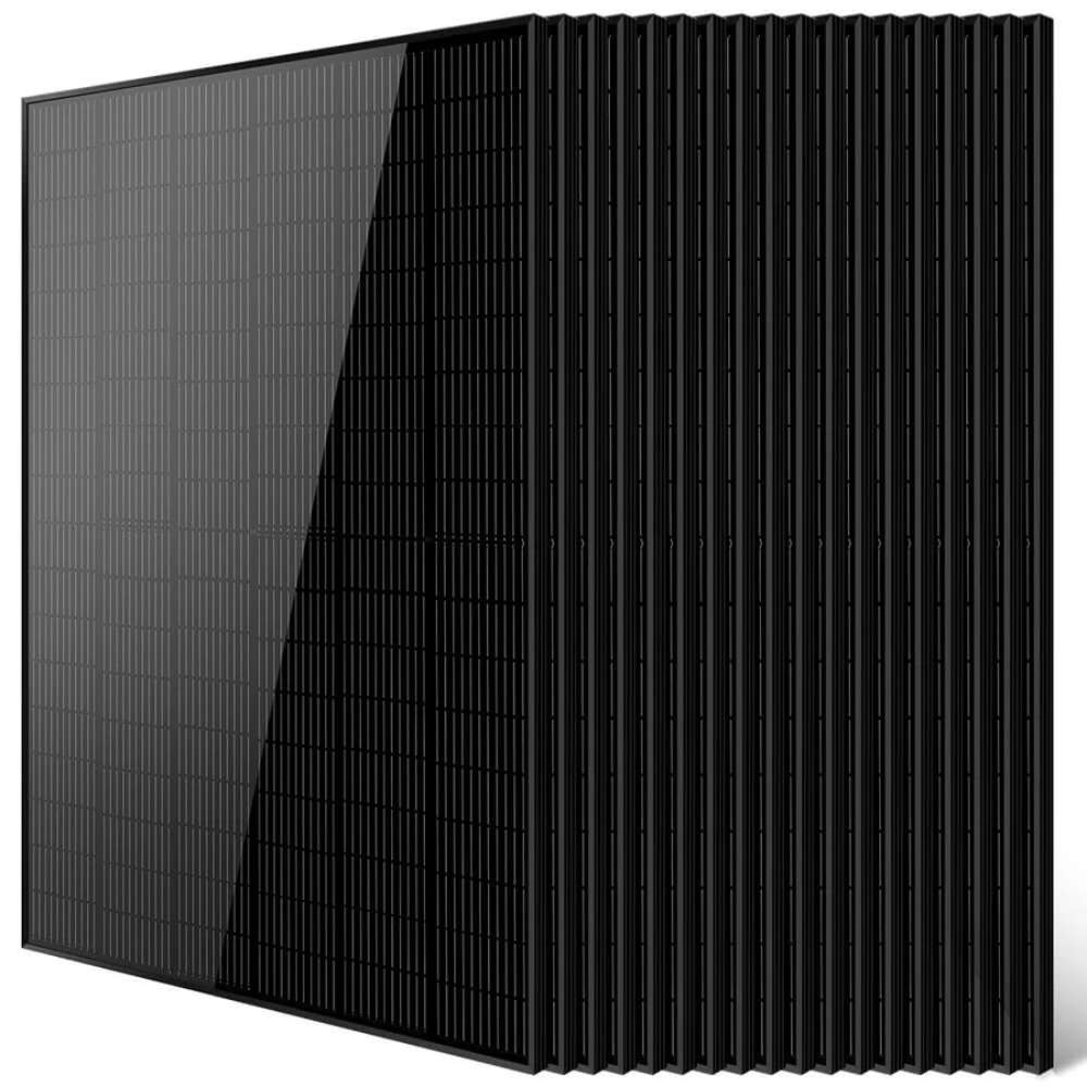 18 Sun Gold Power 415W Mono Black PERC Solar Panel units shown with identical black solar panels layered behind the front panel