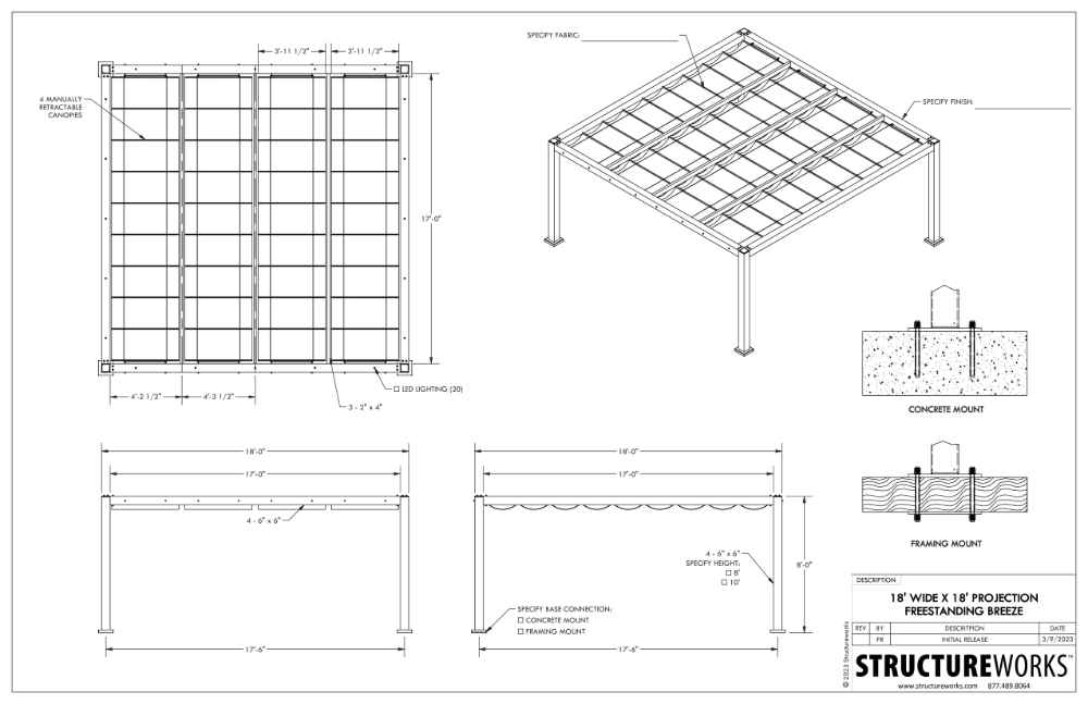 18 x 18 Structureworks Breeze Aluminum Pergola