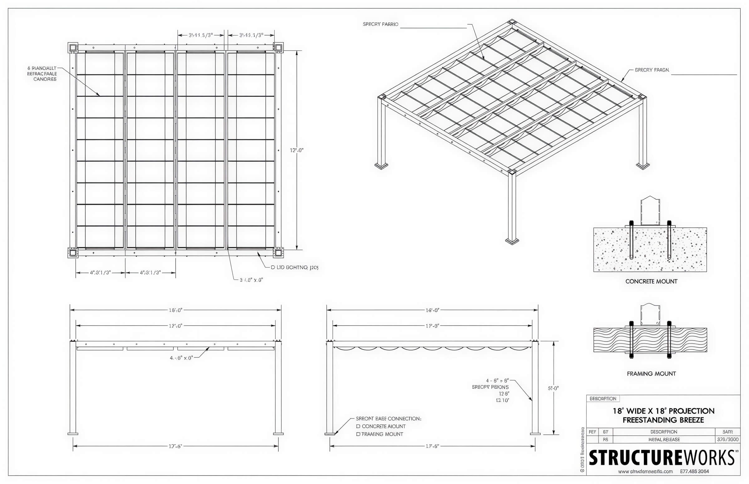 18 x 18 Structureworks Breeze Aluminum Pergola