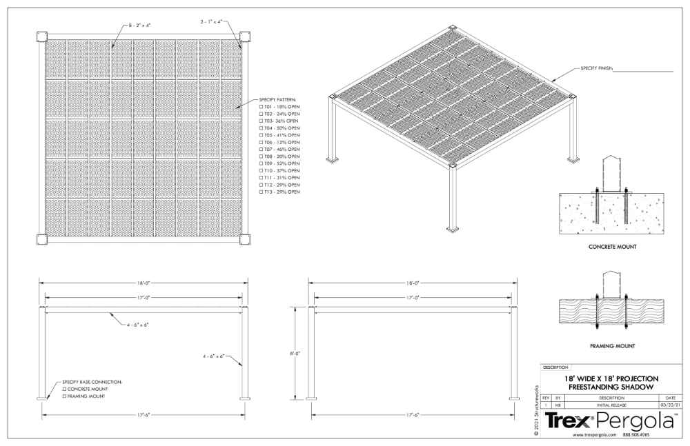18 x 18 Structureworks Shadow Trex Pergola