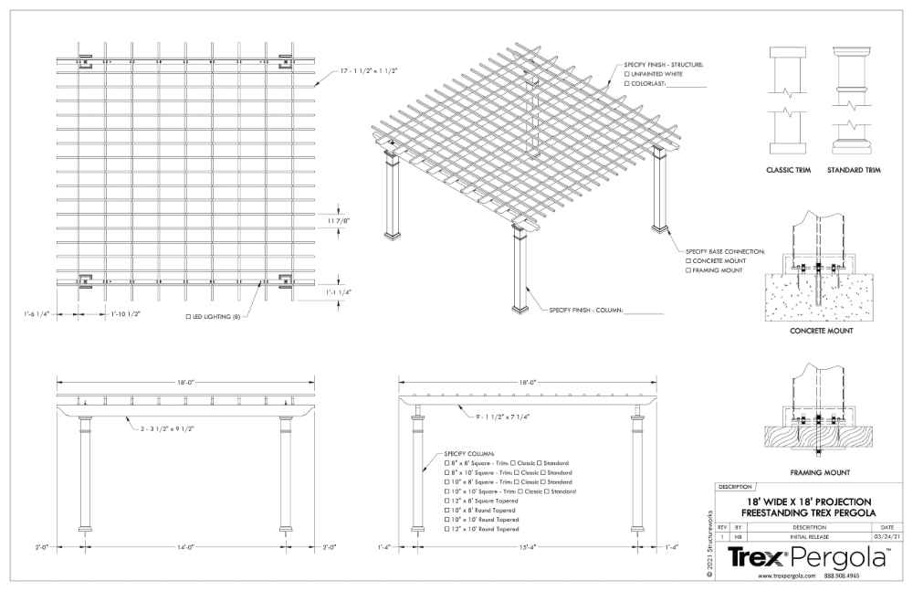18 x 18 Structureworks Trex Pergola