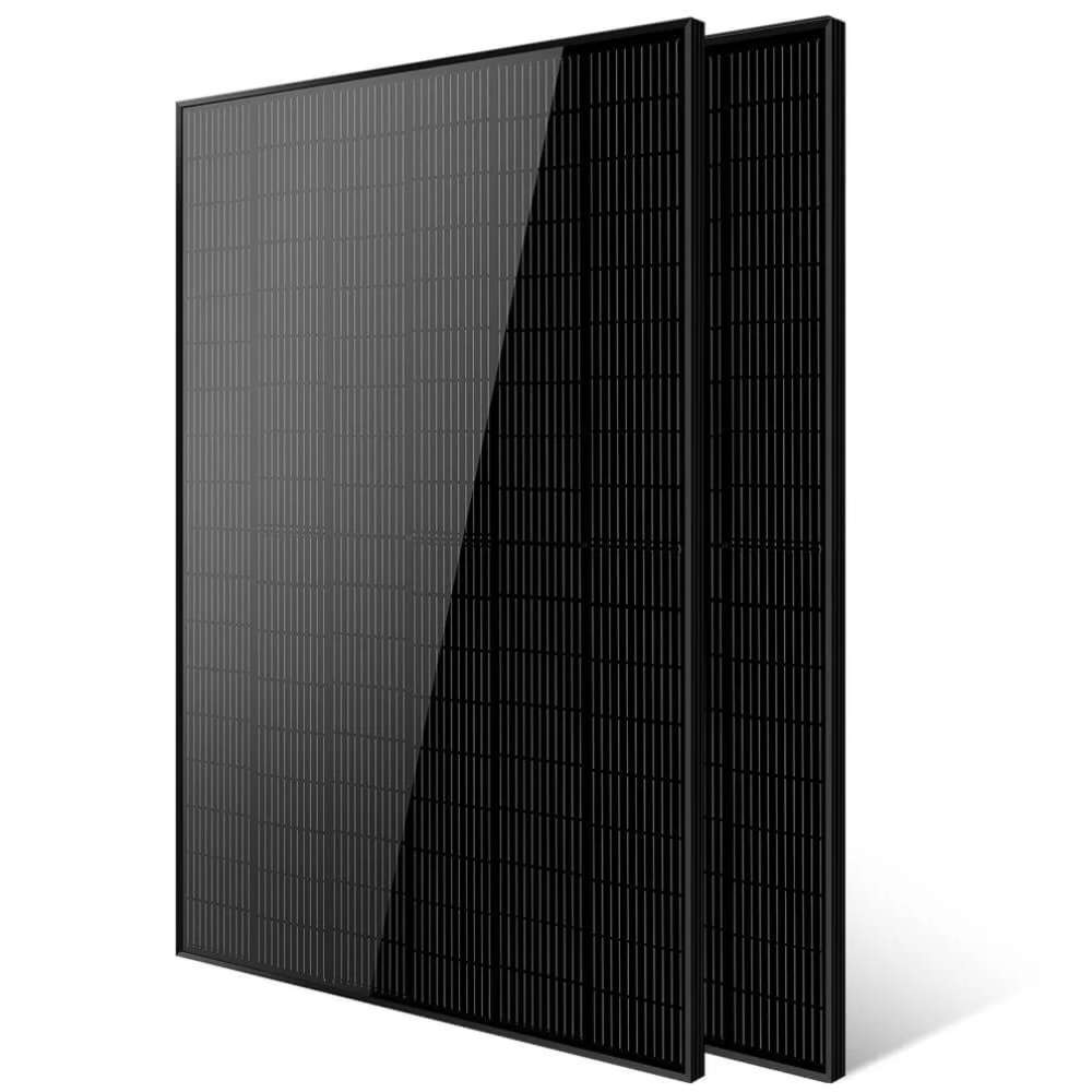 2 Sun Gold Power 415W Mono Black PERC Solar Panel units shown with one panel positioned slightly behind the other