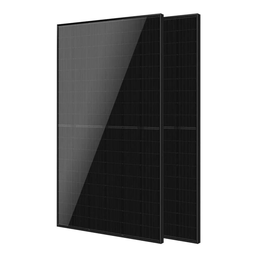 2 Sun Gold Power 440W Mono Black N-Type Solar Panel units are shown standing upright with one panel slightly behind the other on a white background