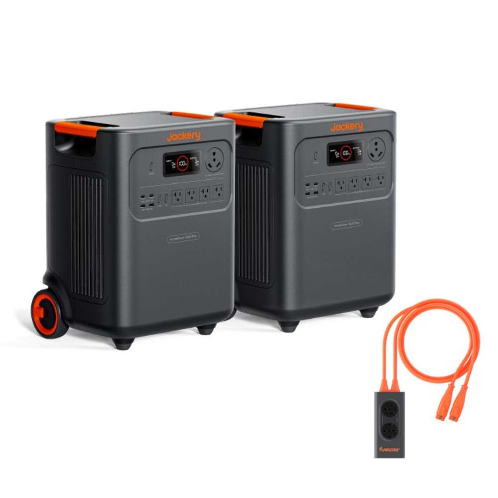 2 x Jackery HomePower 3600 Plus Portable Power Station + Connect includes two portable power stations connected with a linking cable