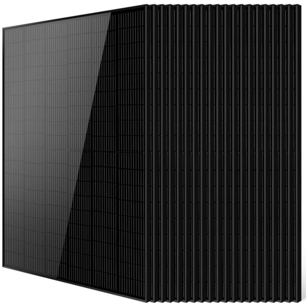 20 Sun Gold Power 415W Mono Black PERC Solar Panel units displayed with one front-facing panel and nineteen stacked behind it