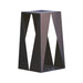 20 Inch Cafe Brown Crate & Barrel Teatree Cafe Metal LED Solar Outdoor Lantern in carbon steel with an open triangular frame and conical reflector, shown in the main product view