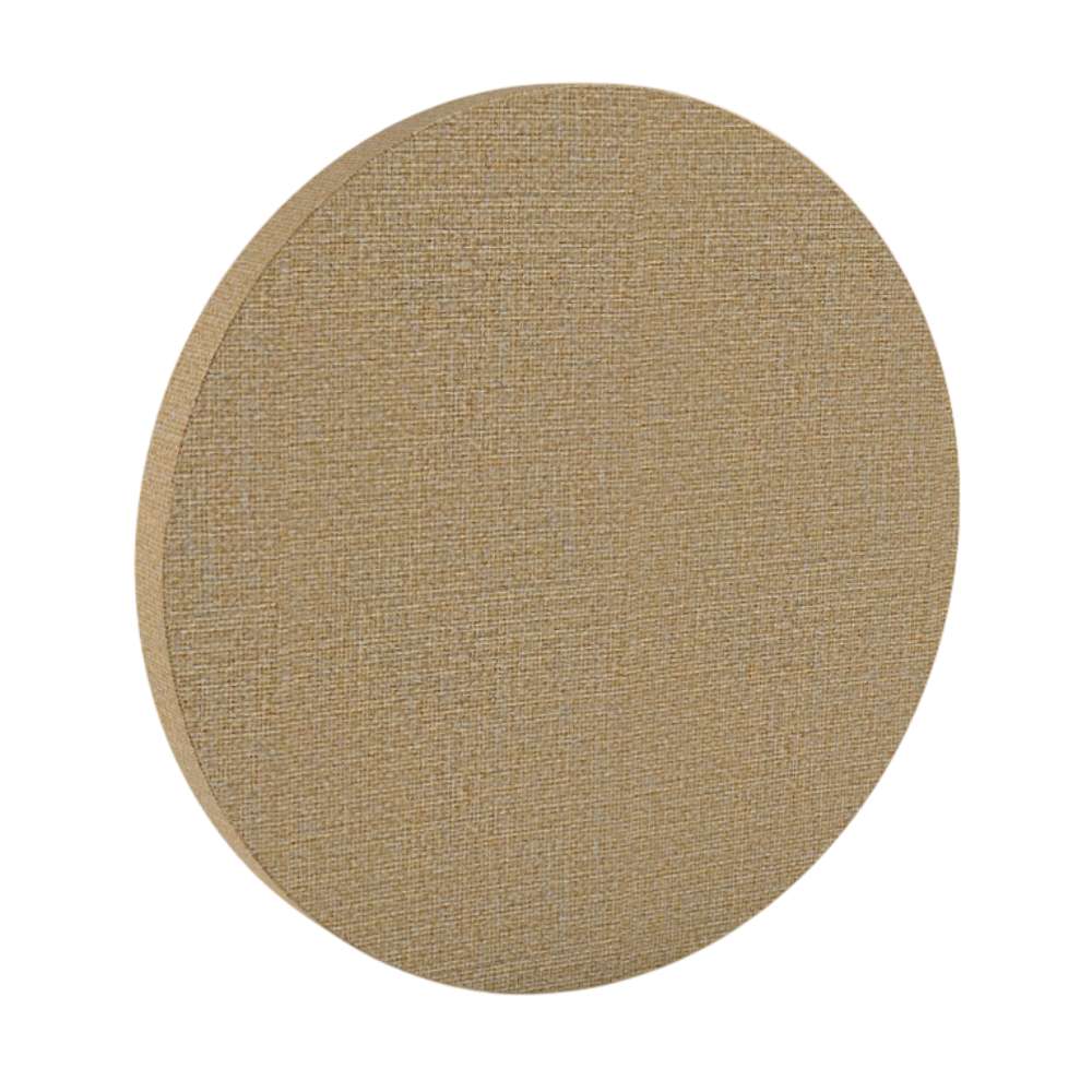 200Hz SpotPanel Circle Austen GIK Acoustics DecoShape Acoustic Panel in a circular shape with a textured tan fabric finish