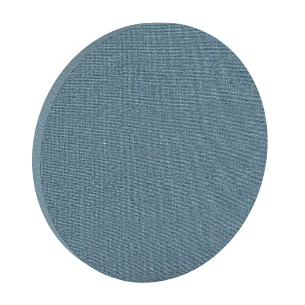 200Hz SpotPanel Circle Dolphin GIK Acoustics DecoShape Acoustic Panel in a circular shape with a soft blue fabric finish