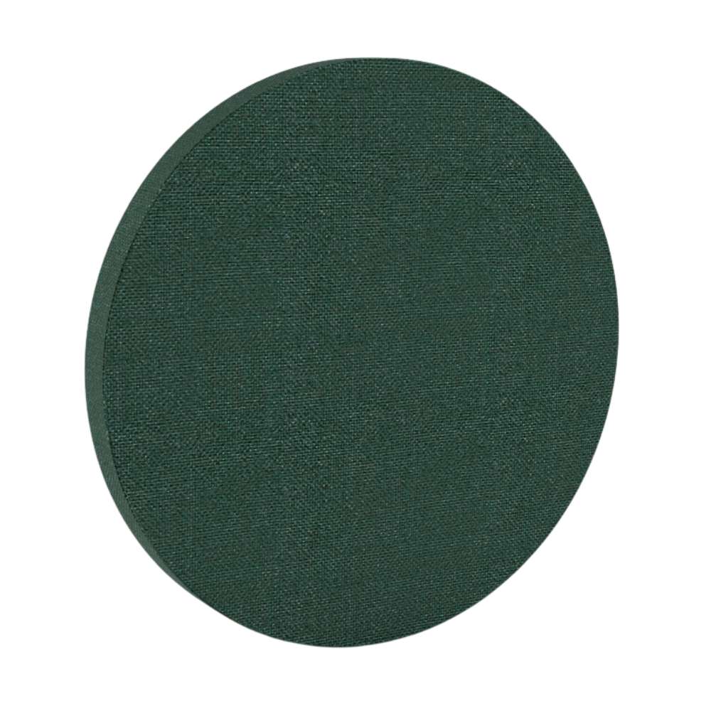 200Hz SpotPanel Circle Lora GIK Acoustics DecoShape Acoustic Panel in a circular shape with a deep forest green fabric finish