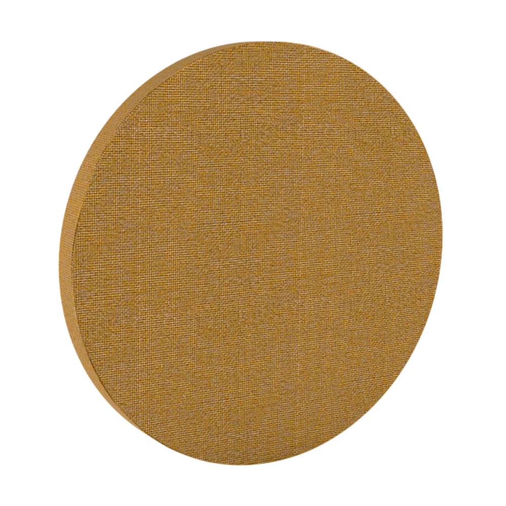 200Hz SpotPanel Circle Maree GIK Acoustics DecoShape Acoustic Panel in a circular shape with a warm golden mustard fabric finish