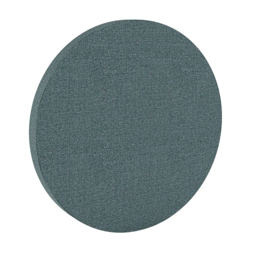 200Hz SpotPanel Circle Ronay GIK Acoustics DecoShape Acoustic Panel in a circular shape with a muted blue-gray fabric finish