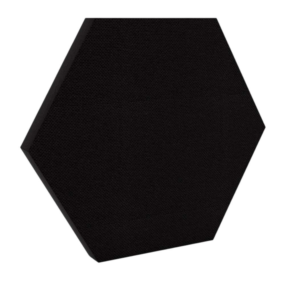 200Hz SpotPanel Hexagon Black GIK Acoustics DecoShape Acoustic Panel in a hexagonal shape with a black fabric finish