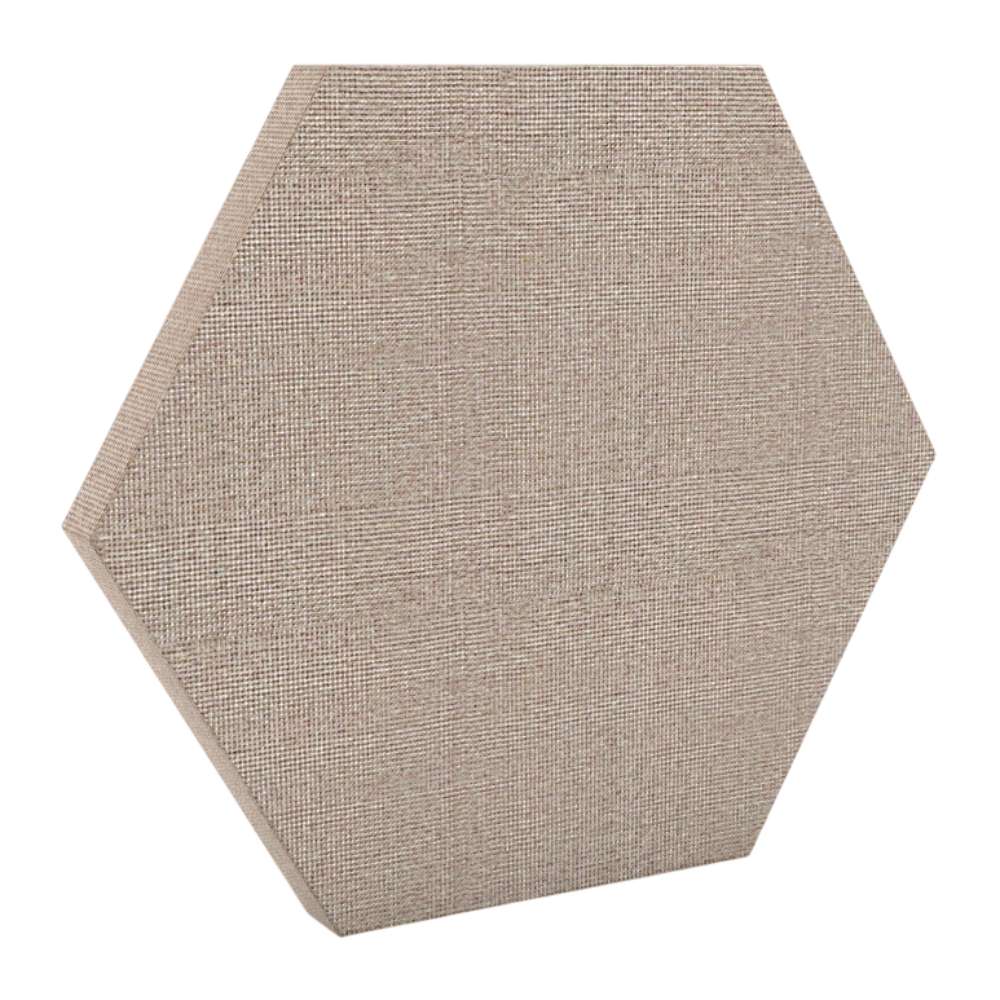 200Hz SpotPanel Hexagon Clan GIK Acoustics DecoShape Acoustic Panel in a hexagonal shape with a light beige fabric finish