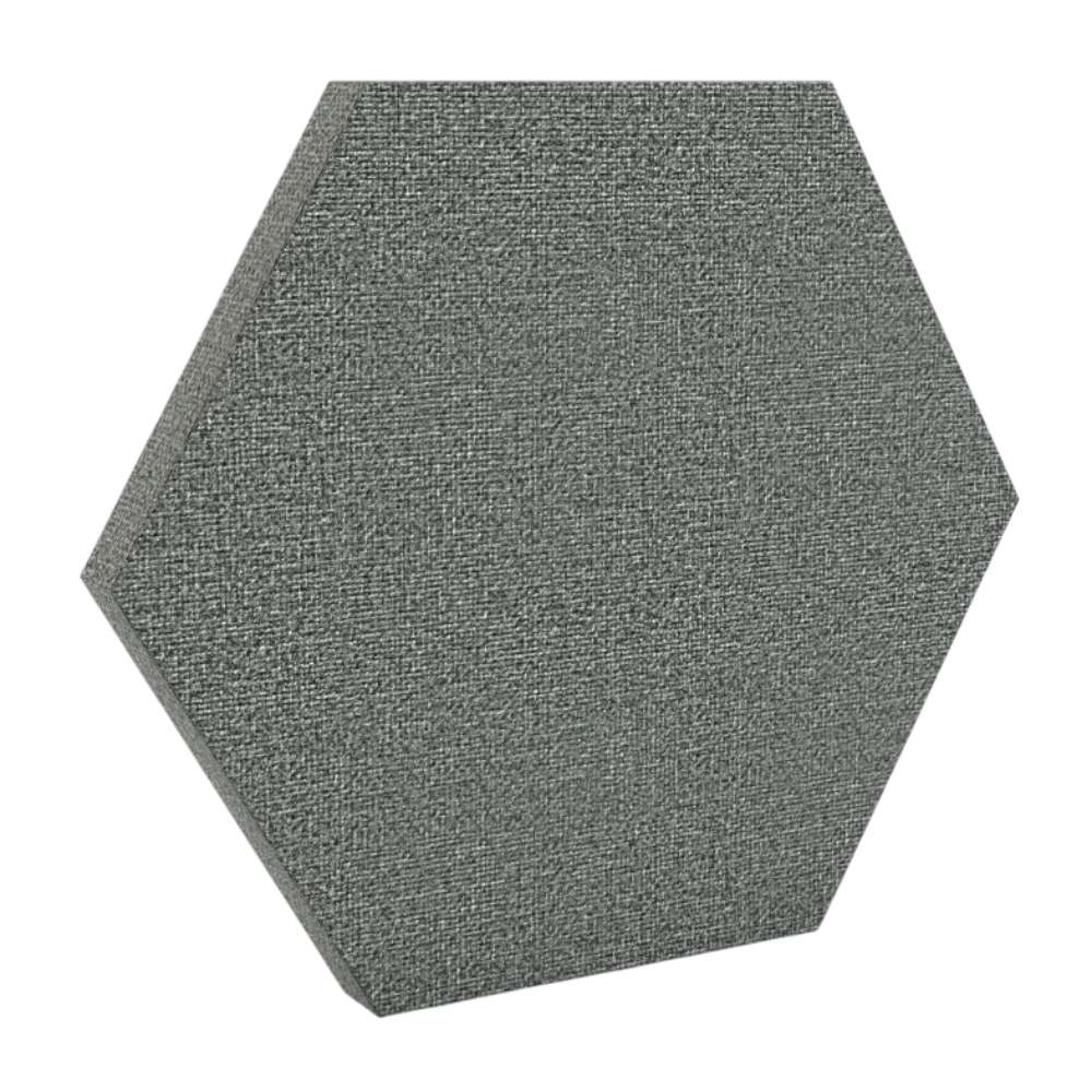 200Hz SpotPanel Hexagon Lead GIK Acoustics DecoShape Acoustic Panel in a hexagonal shape with a dark gray fabric finish
