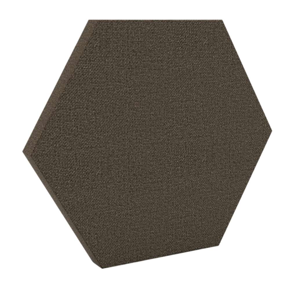200Hz SpotPanel Hexagon Lerwick GIK Acoustics DecoShape Acoustic Panel in a hexagonal shape with a charcoal gray fabric finish