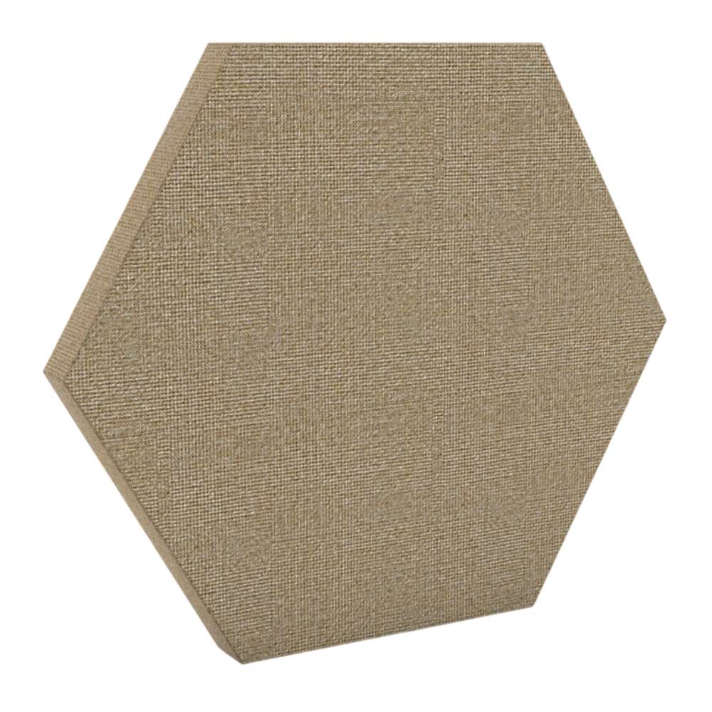 200Hz SpotPanel Hexagon Lomond GIK Acoustics DecoShape Acoustic Panel in a hexagonal shape with a dark brown fabric finish