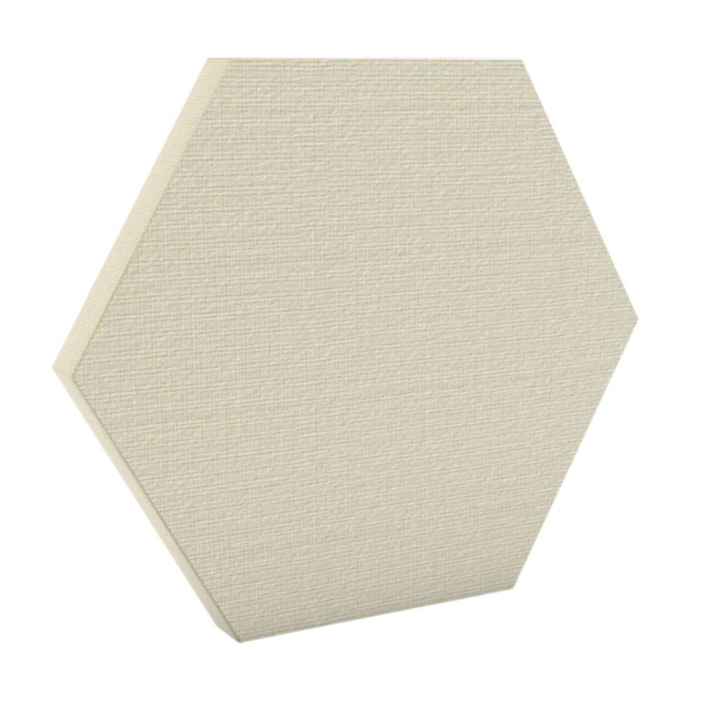 200Hz SpotPanel Hexagon Off-White GIK Acoustics DecoShape Acoustic Panel in a hexagonal shape with an off-white fabric finish