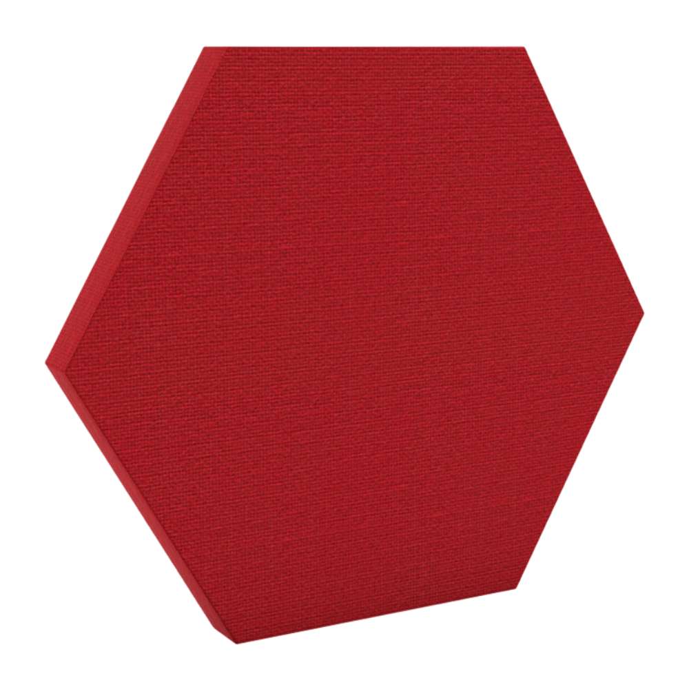200Hz SpotPanel Hexagon Pitlochry GIK Acoustics DecoShape Acoustic Panel in a hexagonal shape with a bright red fabric finish