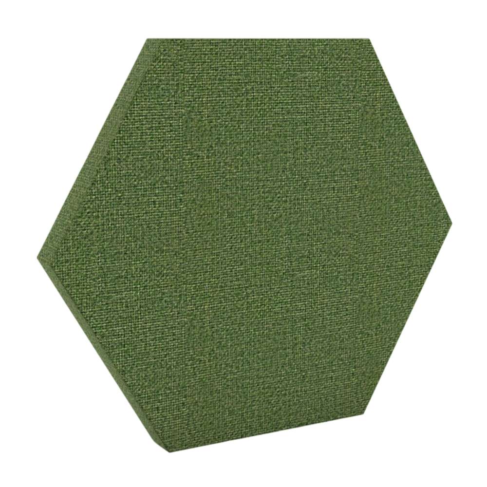 200Hz SpotPanel Hexagon Staffa GIK Acoustics DecoShape Acoustic Panel in a hexagonal shape with a medium green fabric finish