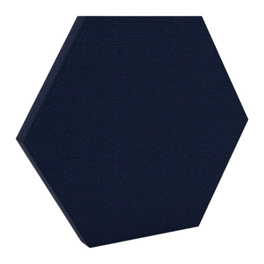 200Hz SpotPanel Hexagon Walten GIK Acoustics DecoShape Acoustic Panel in a hexagonal shape with a dark navy blue fabric finish