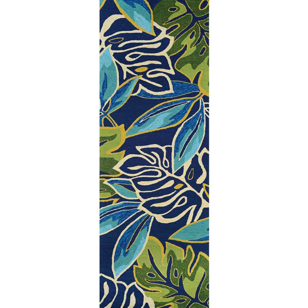 2'6" x 8'6" Runner Couristan Covington Indoor/Outdoor Rug - Areca Palms/Brown-Forest Green showcases the same tropical leaf pattern in a long, narrow shape