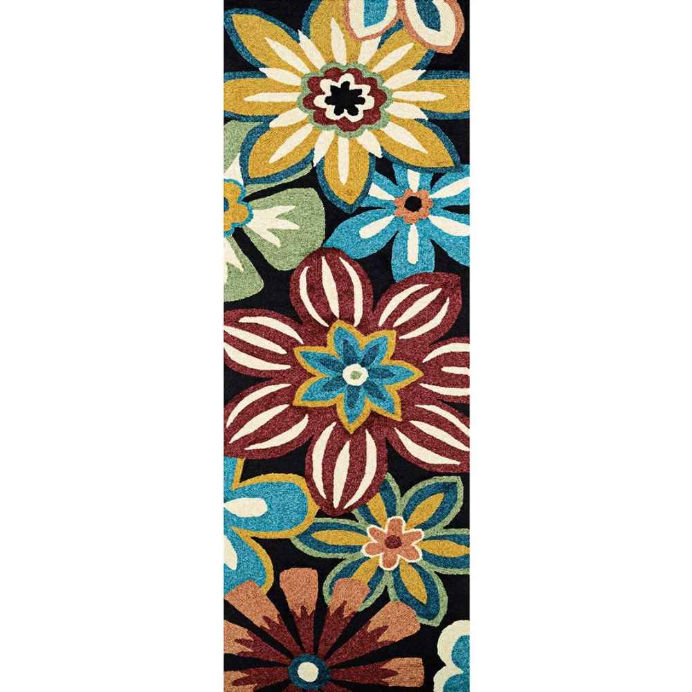 2'6" x 8'6" Runner Couristan Covington Indoor/Outdoor Rug - Geranium/Navy-Multi features a long row of vivid floral prints