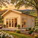 Sigrid 44 entertainment bar glowing at golden hour amid flowering dogwoods, vineyards, split-rail fencing, and rolling North Carolina Piedmont hills.