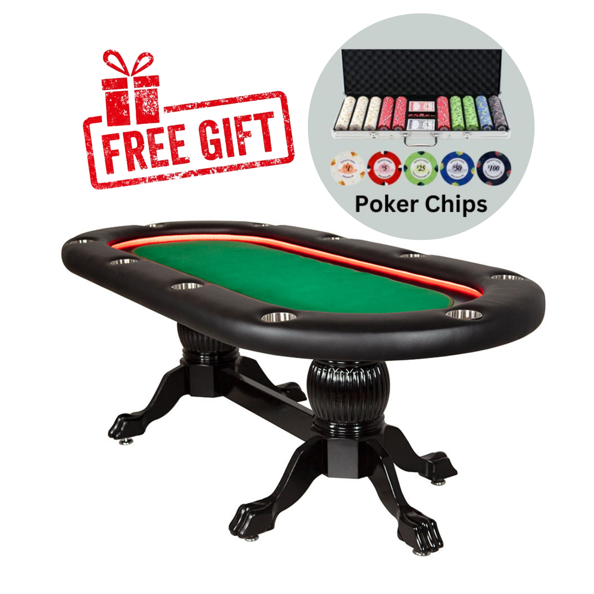 BBO Poker Tables Elite Alpha (LED) Poker Table-Freedom Room