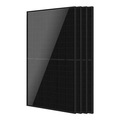 4 Sun Gold Power 440W Mono Black N-Type Solar Panel units are displayed in a staggered upright stack on a clean white background