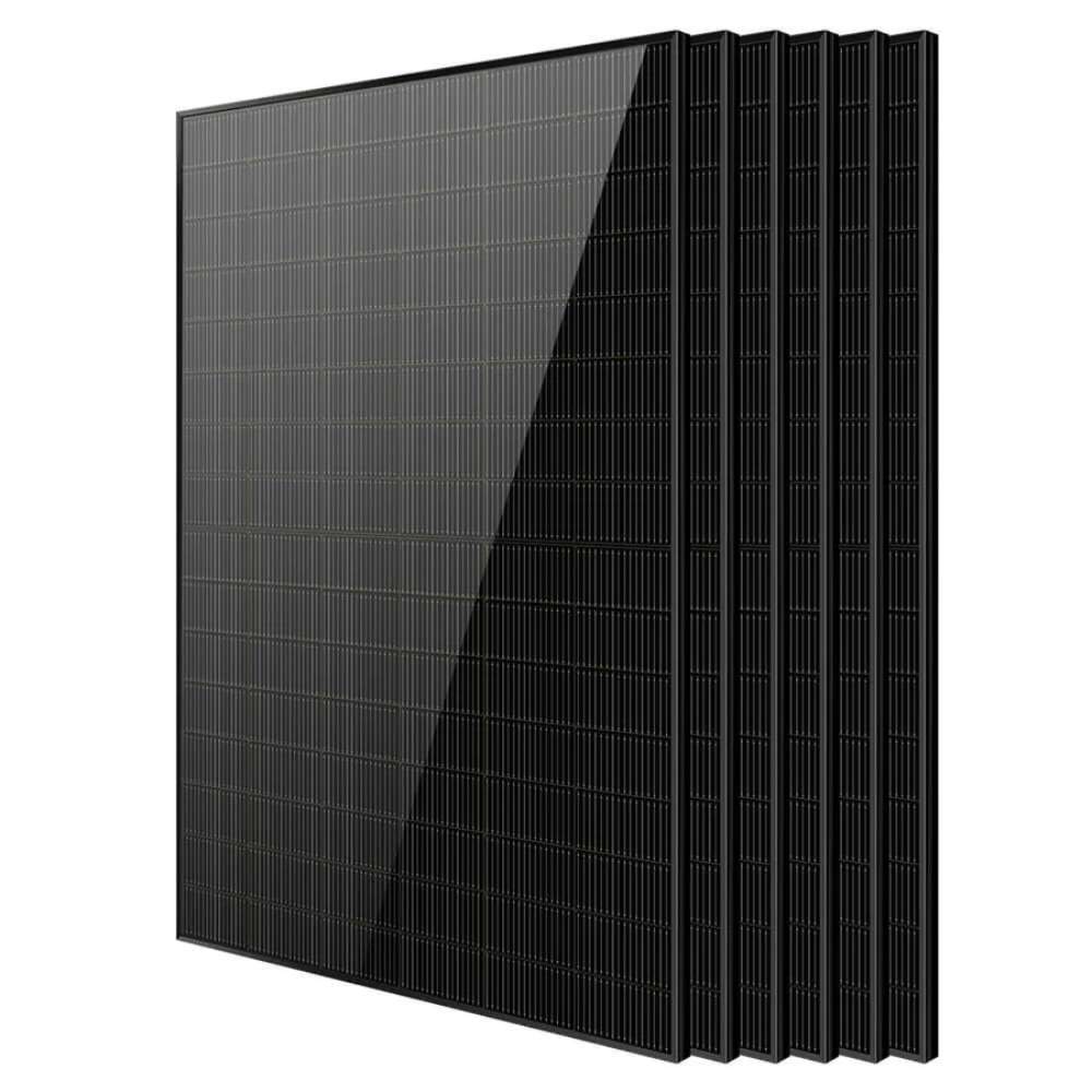 6 Sun Gold Power 450W Bifacial N-Type Monocrystalline Solar Panel arranged in an overlapping stack with slim black frames