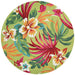 7'10" Round Couristan Covington Indoor/Outdoor Rug - Painted Fern/Fern-Red features the same tropical print in a circular layout for a softer look