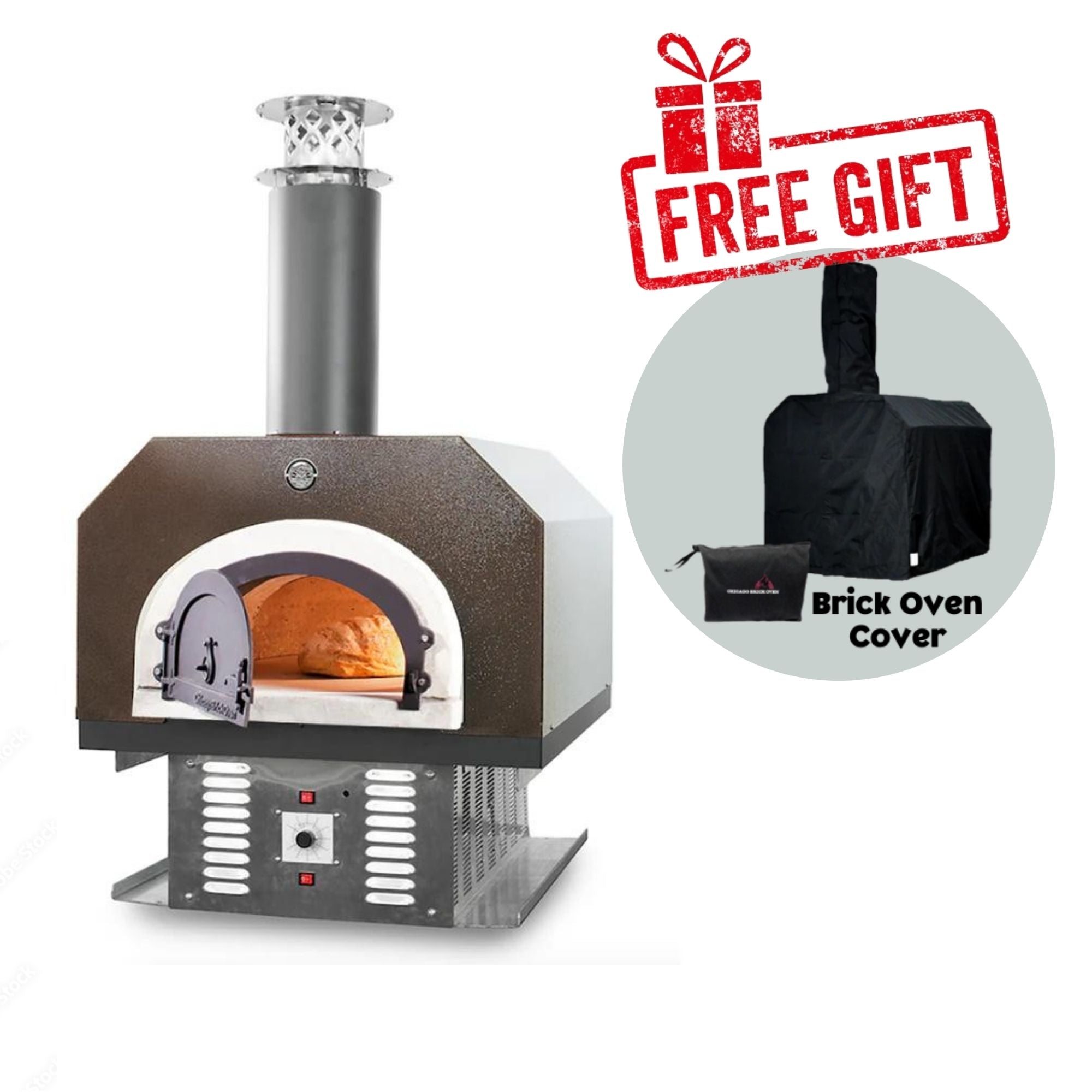 Chicago Brick Oven 750 Natural Gas Hybrid Countertop Wood Oven No Skirt w/ Dual Fuel-Freedom Room