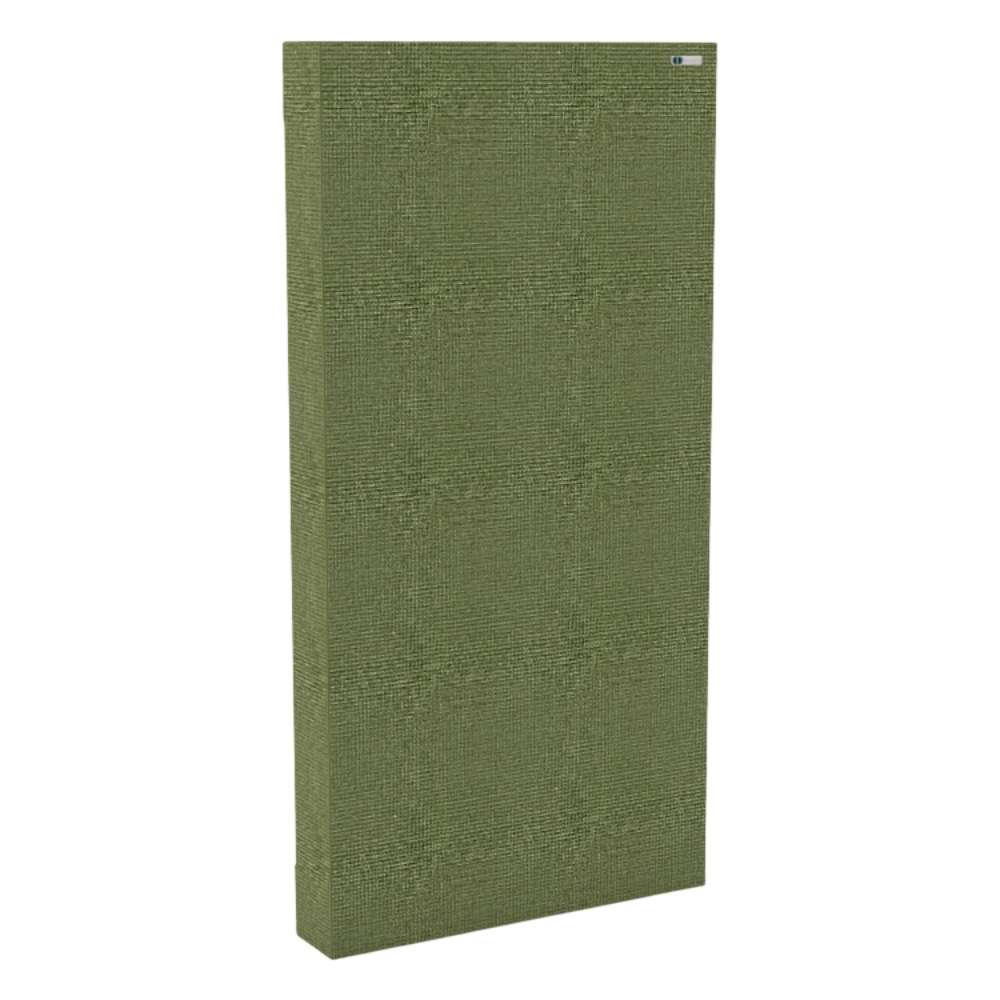 90Hz 244 Rectangle Fair Isle GIK Acoustics FlexRange® Bass Trap in olive green fabric for enhanced acoustic performance