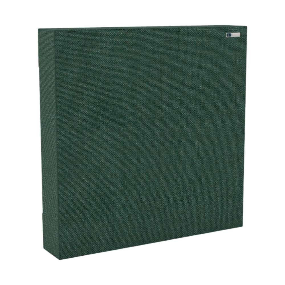 90Hz 244 Square Lora GIK Acoustics FlexRange® Bass Trap in deep green fabric for bass control and acoustic treatment