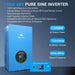 A blue 12KW pure sine inverter with remote control from Sun Gold Power 12000W 48VDC 120V/240V LifePo4 25.6KWH Lithium Battery Off-Grid Solar Kit