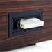 A cassette is inserted into the side of the Victrola Empire Bluetooth Record Player