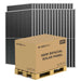 A pallet of Sun Gold Power 560W Bifacial N-Type Solar Panel Full Pallet (32 Panels) is shown with 32 high-efficiency bifacial solar panels ready for installation