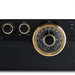 A vintage radio dial and control knobs highlight the Victrola Empire Bluetooth Record Player
