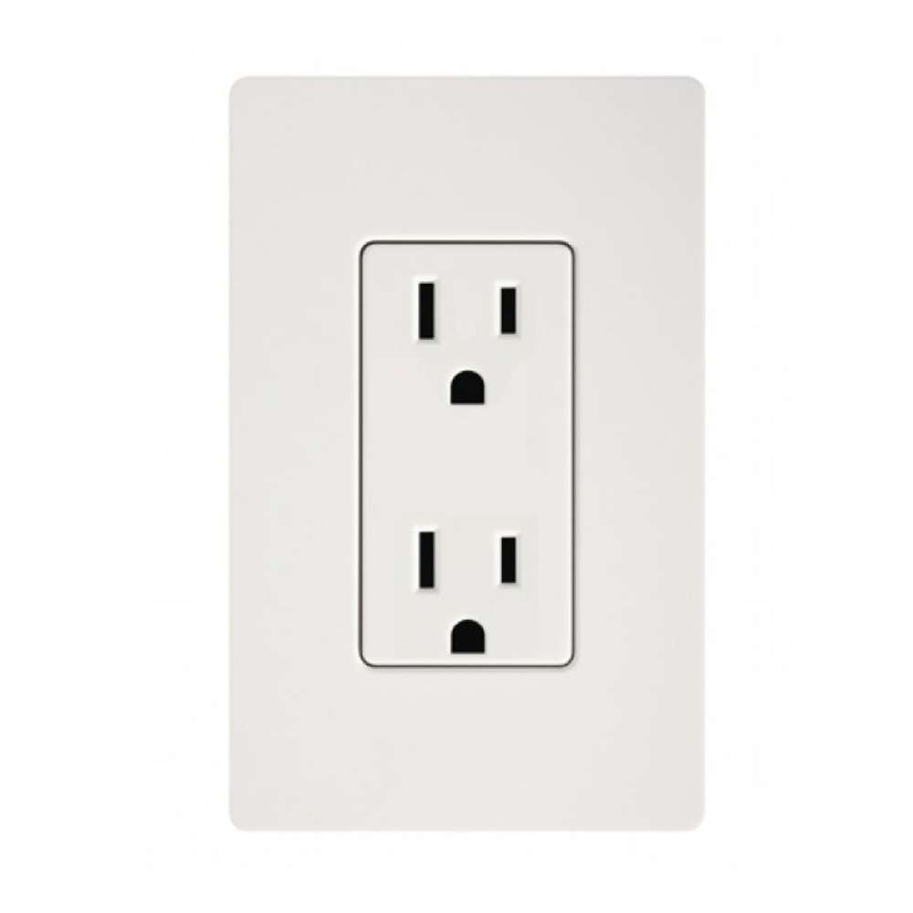 A white 15 amp wall outlet with two receptacles shows the power connection used by Golden Designs Reserve Edition 1 Person Full Spectrum Sauna with Himalayan Salt Bar