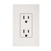 A white 15 amp wall outlet with two receptacles shows the power connection used by Golden Designs Reserve Edition 1 Person Full Spectrum Sauna with Himalayan Salt Bar