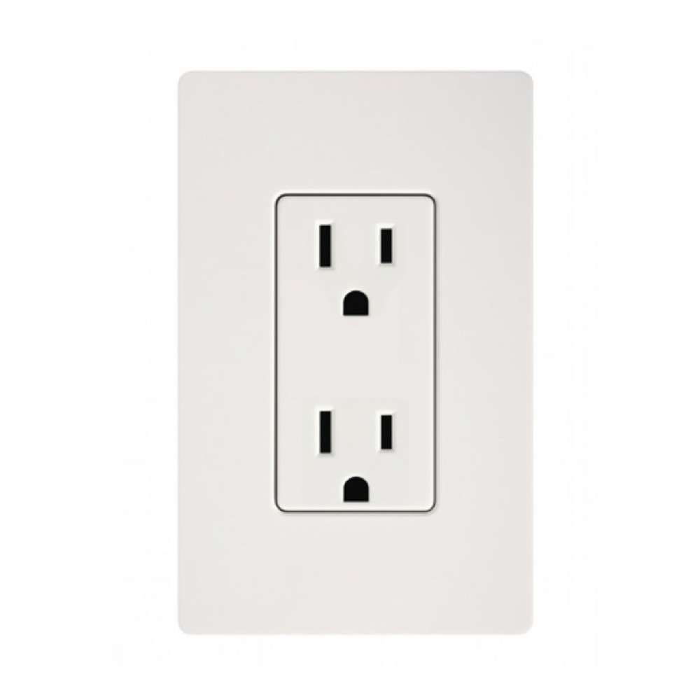 A white 15 amp wall outlet with two receptacles shows the power connection used by Golden Designs Reserve Edition 2 Person Full Spectrum Sauna with Himalayan Salt Bar