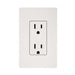 A white 15 amp wall outlet with two receptacles shows the power connection used by Golden Designs Reserve Edition 2 Person Full Spectrum Sauna with Himalayan Salt Bar