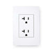 A white 20 amp wall outlet with two receptacles shows the power connection used by Golden Designs Monaco Near Zero EMF Far IR Sauna