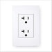 A white 20 amp wall outlet with two receptacles shows the power connection used by Golden Designs Reserve Edition 3 Person Full Spectrum Sauna with Himalayan Salt Bar