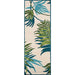 A 2'6" x 8'6" Runner Couristan Covington Indoor/Outdoor Rug - Jungle Leaves/Ivory-Forest Green displays vertical palm fronds on an ivory background