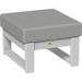 A LuxCraft Lanai Deep Seating Ottoman made of poly lumber with a dove gray finish and a Spectrum Dove cushion.