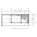 A black-and-white floor plan of the GardenHouse24 USA Sauna Largo 90 Garden Room outlining three interior zones with precise measurements