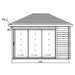 A black-and-white front elevation drawing shows the 4000 mm wide sliding door wall of the GardenHouse24 USA Pavilion ALU 44B Garden Room