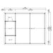 A blueprint shows the floorplan of the GardenHouse24 USA Carport Hugo 44 Garden Room, outlining separate areas for storage and dual car spaces