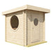 A clean product image of the GardenHouse24 USA Sauna Maria 90 Garden Room highlights its modern shape, circular window, and wooden porch step